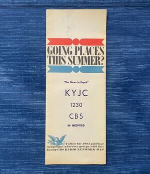 Vintage 1964 KYJC 1230 CBS Radio Network Map Brochure Medford Oregon 106B
